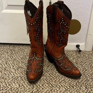 Reddish brown cowboy boots